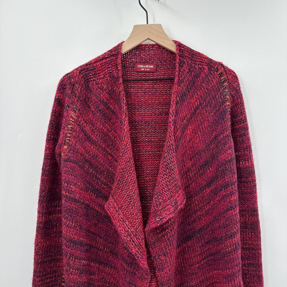 Zadig & Voltaire Daphnee Pegasus Open Cardigan Alpaca Blend in Red Marled Size S - Picture 5 of 13